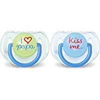Philips Avent Classic - Set De 2 Chupetes Decorados- Para Niñas De 6 A 18 Meses- Multicolor Color Azul Translúcido…